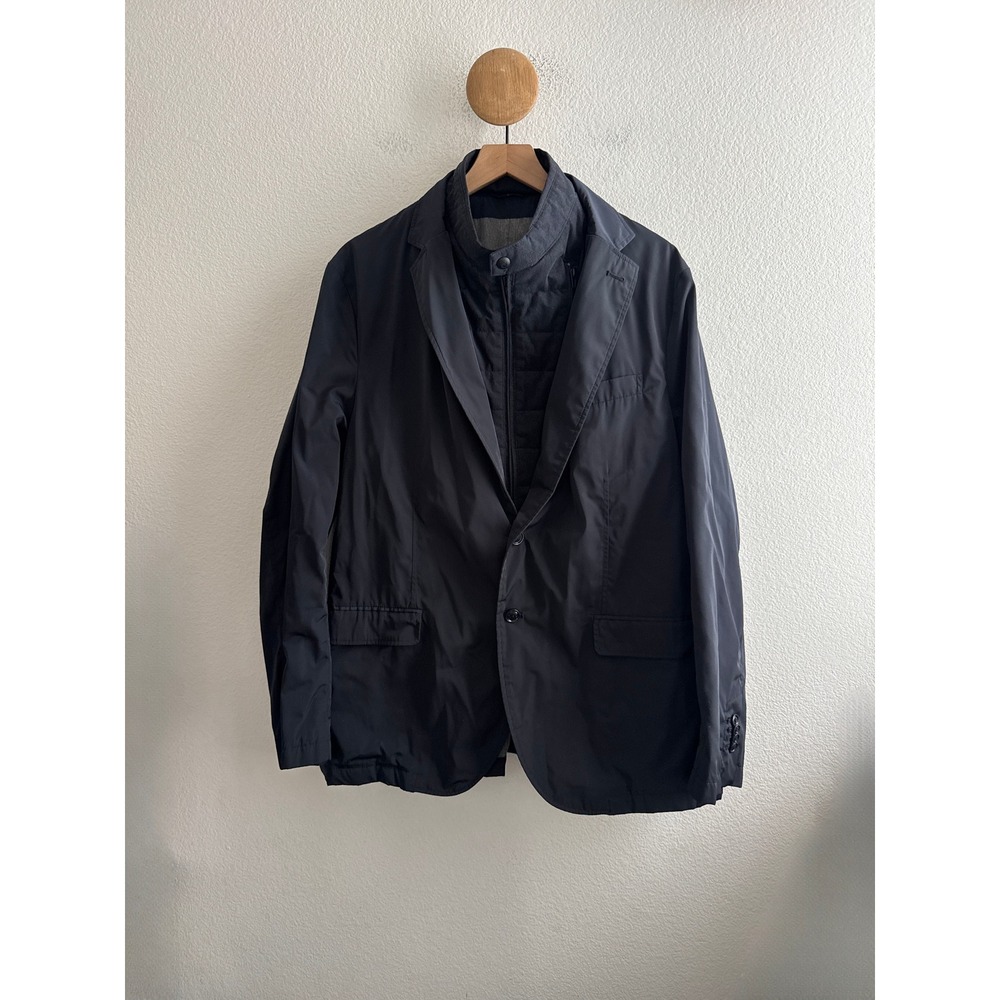 Massimo Dutti Mens Navy Blue Technical Blazer with Removable Bib Jacket